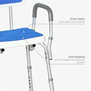 Sedia da Doccia Moderna in Metallo con Braccioli, Antiscivolo, Altezza Regolabile, Leggera e Pieghevole - Product Image 3