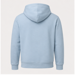 Sweat à capuche droit classique pour homme, bleu glace, personnalisable, avec cordon de serrage ton sur ton, poche kangourou, en polaire brossée compacte MHOOD-0029 - Product Image 2