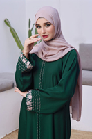 Abaya Wanita Desain Minimalis, Bahan Lembut, Busana Muslim Tradisional, Ringan, Bernapas, Anti-Statik, Panjang hingga Lantai