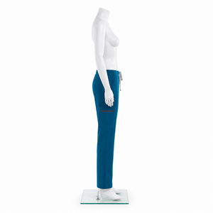 Ensemble de blouses médicales bleues pour femmes, haut à col en V et pantalon, uniforme d'hôpital, tissu tissé en coton et polyester, coupe extensible - Product Image 2