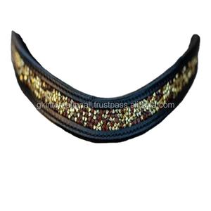 Correa de cuero genuino para cejas de caballo, de alta calidad, diseñada con cristales coloridos, hotfix, cuero cosido completo, banda para cejas de caballo - Product Image 1