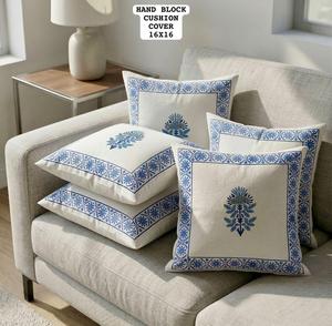 Fundas de cojín de algodón de la mejor calidad, impresas a mano, decorativas, para sofá, dormitorio, decoración del hogar, disponibles para la venta. - Product Image 2