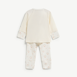 Ensemble 2 pièces unisexe pour bébé, en modal et élasthanne, à manches longues, imprimé ours, avec boutons-pression, à pieds, pour nouveau-né, ODM Vietnam - Product Image 2