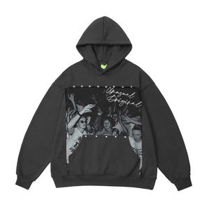 High Quality Thermal Cotton Breathable Custom Brand Men's Winter Pullover Hoodie with Stand Collar Regular Fit Yarn-Dyed Fabric - Product Image 1