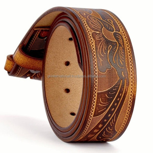 Magnifique travail de sculpture et de peinture à la main, ceinture en cuir occidentale tendance pour homme avec bouton pression pour changer la boucle. - Product Image 2