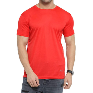 Camiseta de Manga Corta para Hombre, Roja, de Algodón, Cuello Redondo, Corte Regular, Color Sólido, Diseño Liso, Estilo Casual - Product Image 6
