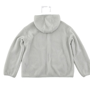 Chaqueta de abrigo con capucha polar unisex de manga larga suelta con cremallera de color sólido personalizada al por mayor - Product Image 2