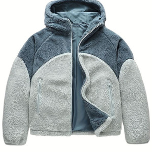 Chaqueta de Forro Polar con Capucha y Cierre de Cremallera para Hombre, Color Sólido, Corte Regular, Ropa Exterior Informal de Invierno, Servicio OEM - Product Image 2