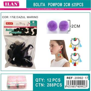 Ilan Pompon Ball 2Cm 25Pcs Decorazioni artigianali per la creazione di gioielli - Product Image 2