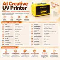 KI-Kreativ-UV-Drucker XP600 Flachbett-Tintenstrahldrucker mit WLAN und Ethernet für mobile Bildübertragung für Handyhüllen und Geschenke