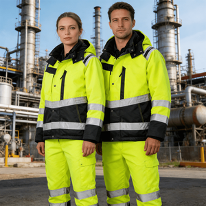 เสื้อแจ็คเก็ตทำงานนิรภัยสะท้อนแสงสีเหลืองคุณภาพสูง OEM 2026 กันน้ำ หลายกระเป๋า ผลิตจากไนลอน  แบบกำหนดเองได้ ชุดยูนิฟอร์มรักษาความปลอดภัยแบบมองเห็นได้ชัดเจน - Product Image 5