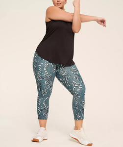 Leggings d'exercice capri taille haute 3/4, collants personnalisés respirants pour le yoga avec poches, extensibles dans les quatre sens, imprimé floral - Product Image 1