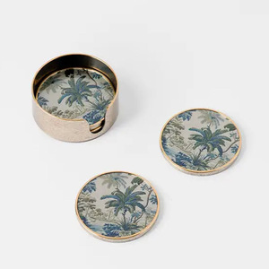 ชุดจานรองแก้วทองเหลืองลายต้นไม้สไตล์วินเทจ 4 ชิ้น พร้อมที่วาง - Product Image 2