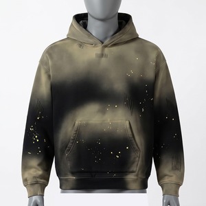 เสื้อฮู้ดดี้โอเวอร์ไซส์ผ้าฝ้าย 100% ปักลายตามสั่ง ย้อมสีแบบไทได แต่งขาดๆ ทำสีกระเด็น สไตล์สตรีท แบบสวมหัว ยูนิเซ็กซ์ - Product Image 3