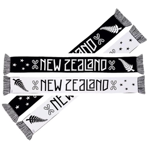 New Zealand Knitted Acrylic <b>Scarf</b> <b>Black</b> White Fern Star Pattern Winter Sports Fan <b>Scarf</b> - Product Image 3