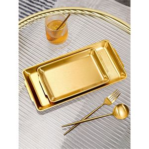 Plateau de service en métal doré de luxe avec base en verre à motifs, plateaux rectangulaires décoratifs pour mariage, fête et décoration de table à domicile - Product Image 3