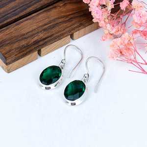 Chrome Diopside Sterling <b>Silver</b> <b>Drop</b> <b>Earrings</b> Gemstone Jewelry Handmade Gift for Her - Product Image 3