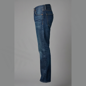 Jean en denim coupe droite délavé foncé pour homme, taille haute, coupe classique, en coton, style décontracté, pantalon d'automne - Product Image 3