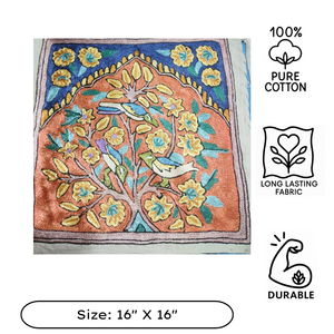 <b>Silk</b> thread Colourful Floral Design Hand embroidered <b>cushion</b> Sustainable <b>cushion</b> cover Decor Gifting Kashmiri artisan Daily use - Product Image 3