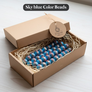 Cuentas de Vidrio y Lampwork Hechas a Mano en Tono Azul Dual |   Redondo de 16 mm |   Hilo de 8 Pulgadas para la Fabricación y Decoración de Joyas - Product Image 5