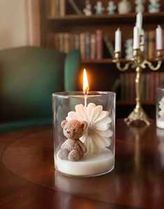 Bougie en verre en forme d'ours, bougie parfumée pour baby shower, aromathérapie, étiquette personnalisée, cadeau d'anniversaire, bougie avec boîte personnalisée - Product Image 1