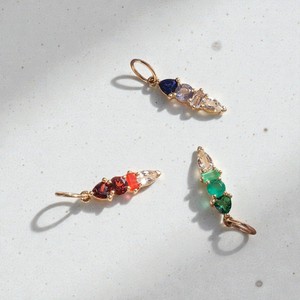 Multi Gemstone Baguette & Pear Cut Charm Pendant | 14K Gold Plated 925 Silver Dainty Jewelry for <b>Necklace</b> & Bracelet Making - Product Image 1