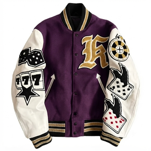 Chaqueta Bomber DROGEN EXPORT Personalizada, Morada, de Lana, con Capucha, Resistente al Viento, Transpirable, Estilo Casual, Vintage, Urbano, para Hombre - Product Image 1