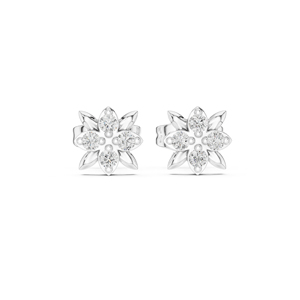Boucles d'oreilles de fiançailles en or blanc 14 carats avec diamant rond cultivé en laboratoire pour femmes |   Nouveau diamant cultivé - Product Image 1