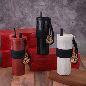 Taza Aislada de Acero Inoxidable con Revestimiento Cerámico para Mantener Bebidas Frías o Calientes, Portátil, con Pajita - Product Image 1