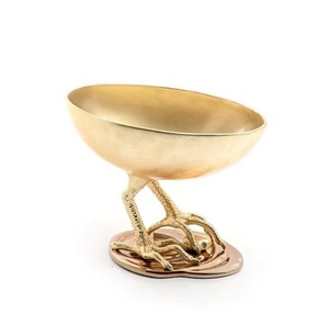 Custom Made Handicraft Metal Casting Modern Luxury Eco-Friendly Gold Plated Serving Bowl <b>Tabletop</b> Decorative for Fruit Salad - Product Image 1