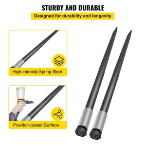 หัวเจาะฟางหญ้า Hay Spear Spears ขนาด 49 นิ้ว แบบติดตั้งเร็ว รับน้ำหนักได้ 4000 ปอนด์ สีดำ พร้อมส้อมเจาะฟางหญ้า 2 ชิ้น สำหรับเครื่องอัดฟางหญ้า - Product Image 3