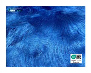 Tela de Piel Sintética de Poliéster Acrílico de Lujo, Color Azul, Pelo Largo de 100 mm, Alta Calidad de Tailandia - Product Image 5