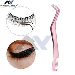 แหนบต่อขนตาปลอมขายส่ง สีชมพู แบรนด์ส่วนตัว แหนบต่อขนตาสีโรสโกลด์ - Product Image 4