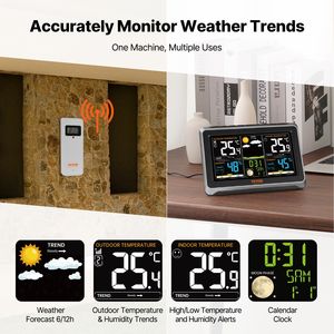 7.5 grande Display a colori Wireless digitale Home Weather Station per interni esterni Smart Home regolabile temperatura dell'orologio atomico - Product Image 2