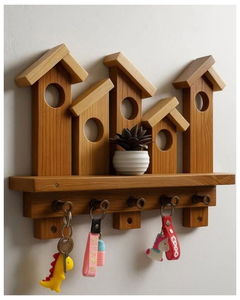 Porta Llaves Decorativo de Pared Rústico de Madera y Metal para el Hogar, con Ganchos para Colgar en la Pared - Product Image 2