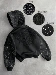 Ensemble de survêtement unisexe d'hiver avec strass et cristaux, style streetwear |   Combinaison de sport 100% coton à séchage rapide |   Usine OEM - Product Image 2