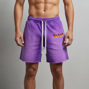 Classic Men Fleece Shorts men cotton fleece shorts relaxed fit gym sports running shorts and breathable <b>elastic</b> waist Shorts - Product Image 1