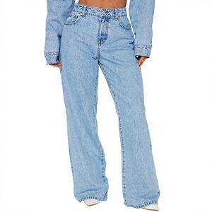 HANO 2024 Nouveau pantalon cargo droit en toile respirante pour femme, avec coutures à nœuds, taille mi-haute élastique, à lacets, non tissé, coupe ample, collection printemps - Product Image 2