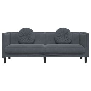 Sofá de Terciopelo Gris Oscuro 100% Poliéster, Construcción de Madera Maciza y Contrachapada para Sala de Estar - Product Image 4