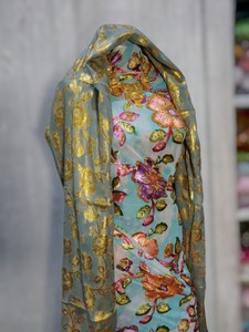 ผ้ากำมะหยี่หรูหรา Ocean Bloom รุ่น Maqbal ผ้าดิรักพรีเมียมลายดอกไม้โซมาเลีย ผ้าแจ็คการ์ดเรียบ สำหรับตัดชุดแต่งงานสำหรับผู้หญิงและเด็กผู้หญิง - Product Image 2
