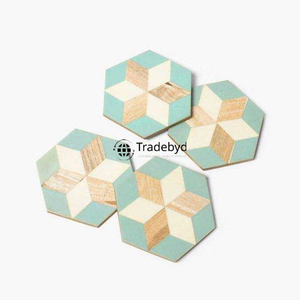 Sous-verre carré en os incrusté fait main 4x4 pouces, style luxueux, disponible en différentes couleurs, élégant accent de table pour boissons par Tradebyd - Product Image 2