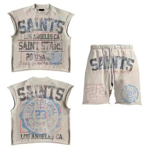 เสื้อยืดแขนกุดทรงบ็อกซี่ผ้าคอตตอนหนานุ่มคุณภาพสูงสำหรับผู้ชาย ดีไซน์สตรีทแวร์แบบวินเทจ พิมพ์ลายกราฟิกตามสั่ง - Product Image 4