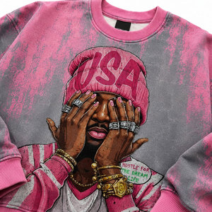 Pink Gray Tie Dye Sweatshirt With USA Graphic Print Men Relaxed Fit Sublimation Printed Apparel Adults Sweatshirts - Product Image 6