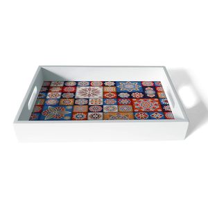 Plateaux de service en bois de manguier faits à la main, revêtement blanc avec autocollant émaillé, pour la cuisine et la salle à manger, usage polyvalent, vente en gros - Product Image 6