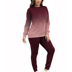 Conjunto deportivo de 2 piezas para mujer, talla grande, cuello redondo, transpirable, ecológico, sudadera y pantalones para invierno, de GNG IMPEX - Product Image 1