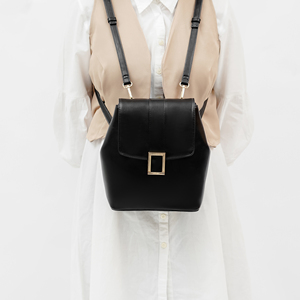 Women's Fashion Waterproof Square <b>Backpack</b> Synthetic Leather Authentic Lining Drill Buckle Closure Large Capacity <b>Daily</b> Use - Product Image 6