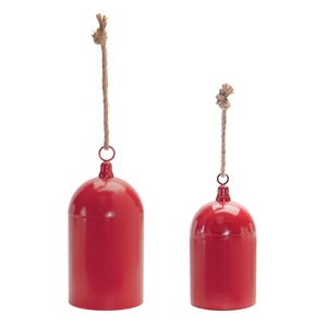 Adornos Navideños de Campanas Metálicas Rojas con Colgador de Cuerda, Decoración Tradicional para las Fiestas - Product Image 3