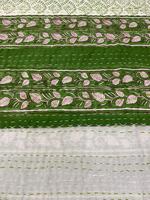 Nouvelle Couette Kantha Magnifique à Motifs Floraux Verts Imprimés à la Main, en Coton Indien avec Motifs Palmiers, Faite à la Main, Écologique, Toutes Saisons, pour Hôtels et Mariages