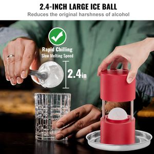 Kit de prensa para bolas de hielo de aleación de aluminio aeronáutico de 2.4 pulgadas (60 mm), con pinzas para hacer esferas de hielo y bandeja de goteo - Herramienta premium para prensar cubitos de hielo - Product Image 4
