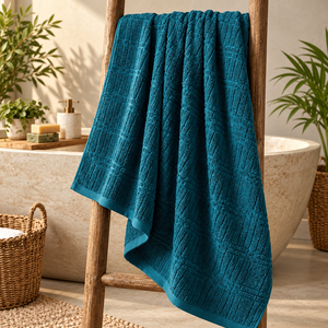 Serviette de bain en coton à motif géométrique tissé, 300 à 499 GSM, couleur personnalisée, logo, marque privée, vente en gros - Product Image 3